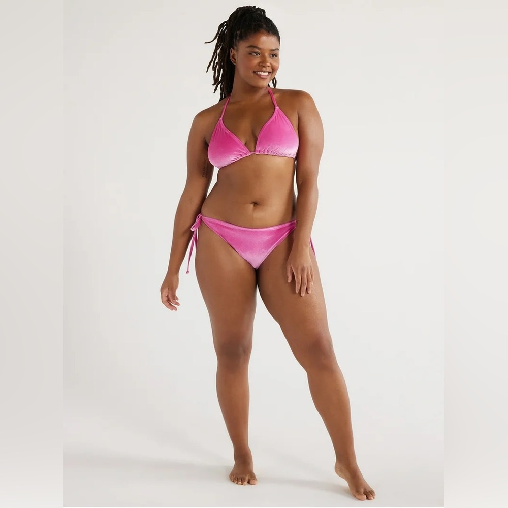 Love & Sports Pink Velour String Bikini Set Sz.‎ XS/S